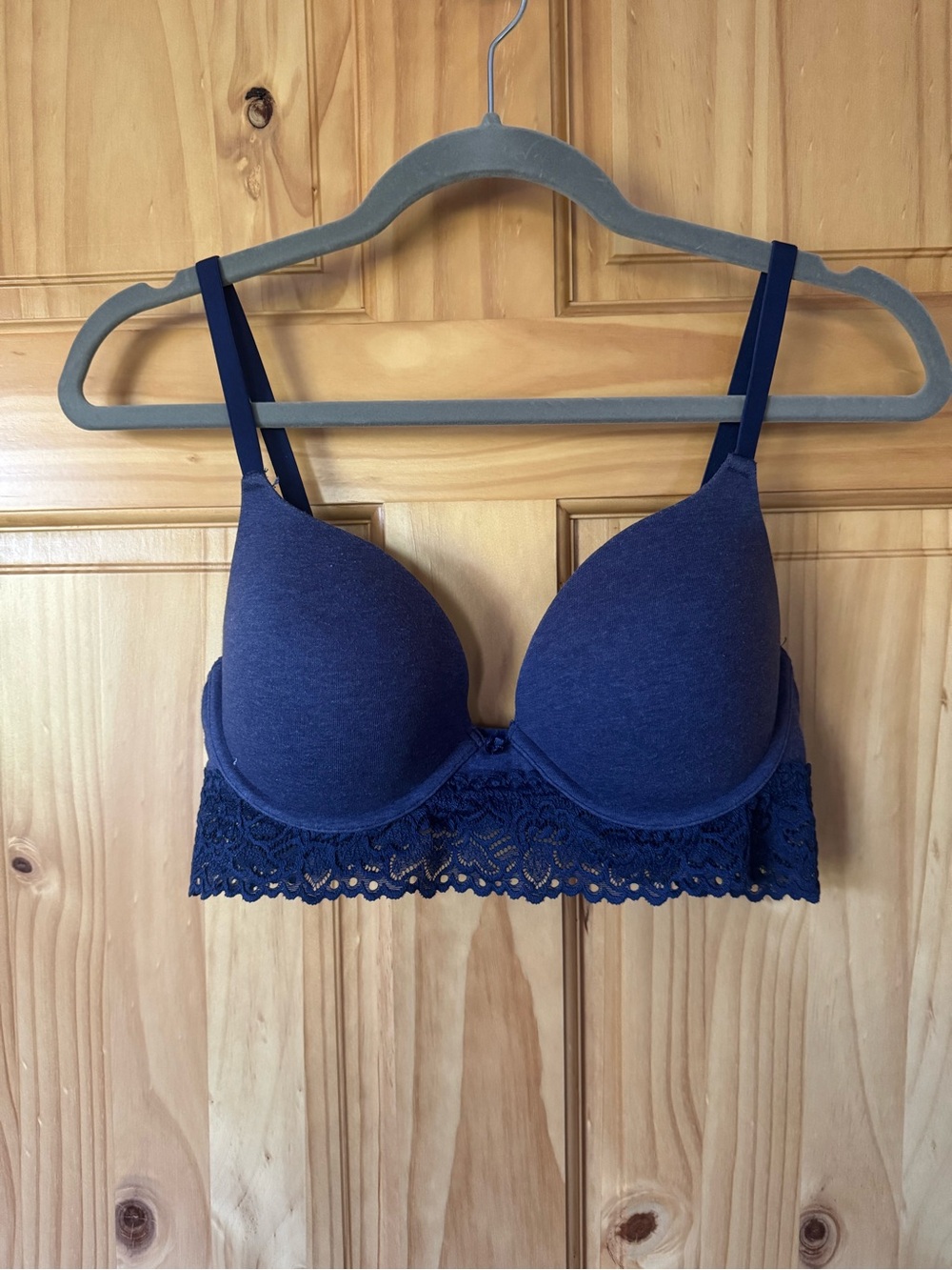Aerie Navy Lace Longline T-Shirt Bra size 36C